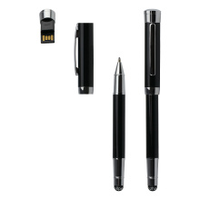 Пользовательский логотип Metal Pen с сенсорным экраном Stylus USB 2.0 Flash Drive Metal Ball Flash Memory 4GB 8 ГБ 16 ГБ 32 ГБ